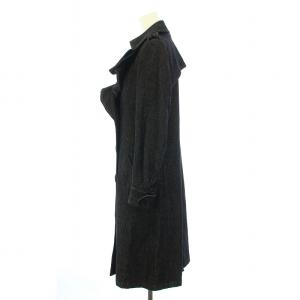 LIMI feu ヨウジヤマモト デニムロングコート ダブル フリル ウール S 黒 ブラック