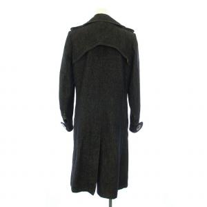 LIMI feu ヨウジヤマモト デニムロングコート ダブル フリル ウール S 黒 ブラック