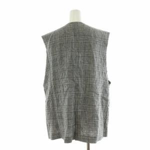 Spick&Span 23SS リネンスリーブレスオーバージャケット ベスト シングル 麻 グレンチェック F グレー 23010200303020