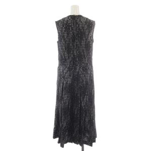 COMME des GARCONS COMME des GARCONS フレアワンピース ミモレ ロング ノースリーブ クルーネック レース 刺繍 ギンガムチェック柄 S 黒