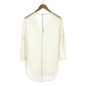 KAZUYUKI KUMAGAI ATTACHMENT Co/Liシャンブレー ロングチュニック 七分袖 Vネック 麻 リネン 1 S 白 ホワイト KS61-038