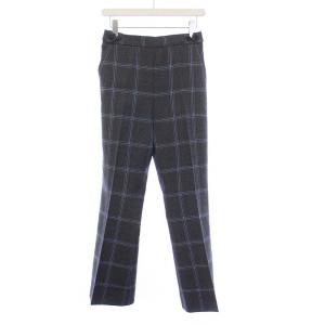 ウールフレアパンツ スラックス ワイド チェック 40 M グレー /KH