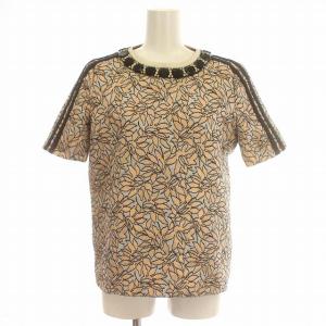 MARNI 半袖 カットソー ラメ ビジュー 38 M シャンパンピンク 黒 /G