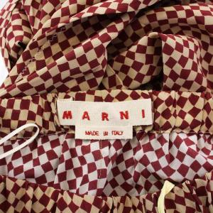 MARNI SMALL RHOMBUS SILK PANT イージーパンツ ワイド 総柄 絹 シルク100％ 40 M ベージュ ボルドー
