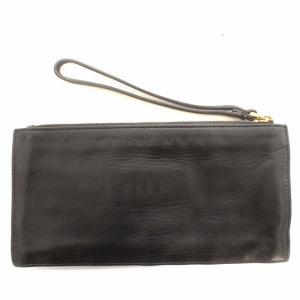 MARNI ポーチ ベロア レザー切替 ビジュー ラインストーン クラッチバッグ ネイビー 紺