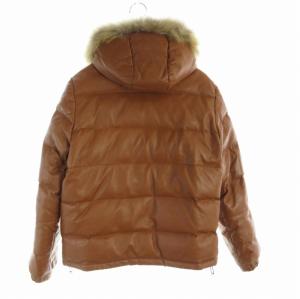 URBAN RESEARCH ダウンジャケット ラムレザー ラクーンファー フード付き 40 L 茶 ブラウン