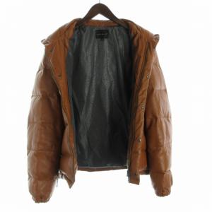 URBAN RESEARCH ダウンジャケット ラムレザー ラクーンファー フード付き 40 L 茶 ブラウン