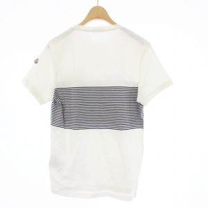 MONCLER MAGLIA T-SHIRT Tシャツ カットソー 半袖 ボーダー ワッペン S 白 ホワイト B10918005500
