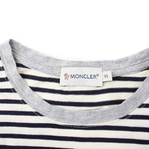 MONCLER MAGLIA T-SHIRT Tシャツ カットソー 半袖 ボーダー S 黒 白 ブラック ホワイト /KH