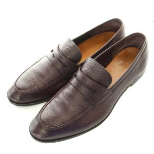 ローファー スリッポン ラウンドトゥ ローヒール レザー EU9.5 27.5cm 茶 ブラウン WEBB-U/108