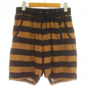 MARINE ラッシュハーフパンツ ショートパンツ ボーダー ストレッチ 5 M 茶 ブラウン 黒 ブラック