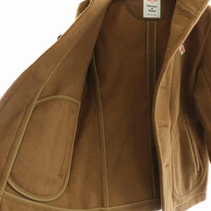 DANTON 18AW 丸襟ウールモッサジャケット コート ショート シングル ショールカラー ロゴ刺繍 38 M 茶 ブラウン JD-8237