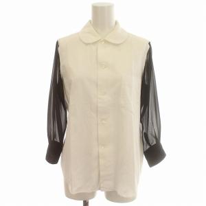 AD2010 11SS シャツ 多重人格期 丸襟 シースルー切替 長袖 XS 白 黒 /G