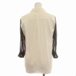 COMME des GARCONS AD2010 11SS シャツ 多重人格期 丸襟 シースルー切替 長袖 XS 白 黒 /G