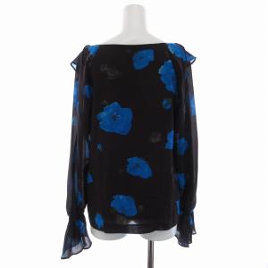 Diagram GRACE CONTINENTAL シャツ ブラウス シフォン フリル 花柄 プルオーバー 長袖 36 S 茶 ブラウン 青 ブルー