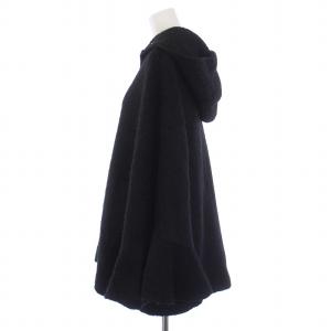 GRACE CONTINENTAL ポンチョ ジャケット ジップアップ フード ウール モヘヤ 36 S 黒 ブラック 16301226
