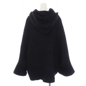 GRACE CONTINENTAL ポンチョ ジャケット ジップアップ フード ウール モヘヤ 36 S 黒 ブラック 16301226