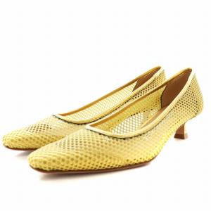 パンプス スクエアトゥ ヒール メッシュ 35 22.0cm ゴールド色 /AN2