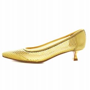 PELLICO パンプス スクエアトゥ ヒール メッシュ 35 22.0cm ゴールド色 /AN2