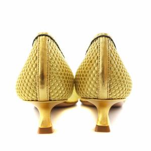 PELLICO パンプス スクエアトゥ ヒール メッシュ 35 22.0cm ゴールド色 /AN2