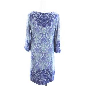 GRACE CONTINENTAL ワンピース ひざ丈 長袖 総柄 36 S 紫 パープル