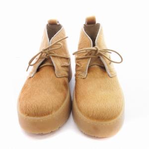 Clarks ZARA ショートブーツ ブーティ ハラコ 起毛 厚底 靴 シューズ レザー 23cm 35 ベージュ