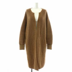 ノーカラーコート ロング ボア XS 茶 ブラウン /NW21