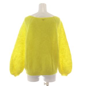 Ron Herman ニット セーター 長袖 ボートネック 薄手 モヘヤ混 ウール混 XS 黄色 イエロー