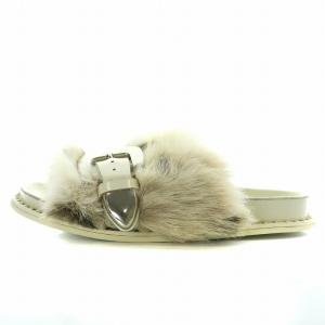 PIPPICHIC バックルベルトエコファーサンダル Backle Belt Eco fur Sandal フラット フェイクファー レザー 37