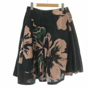 DRIES VAN NOTEN フレアスカート 36 ブラック ピンク グリーン