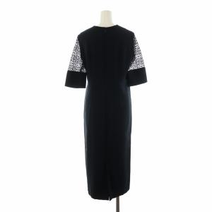 BEAUTY&YOUTH UNITED ARROWS レース6分袖タイトロングドレス ワンピース ミモレ ロング Iライン S 紺 ネイビー 1626-242-3852