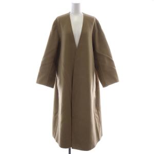 ハミルトンコクーンコート ノーカラー アウター 前開きトッパー ロング丈 ウール 36 S 茶 ブラウン