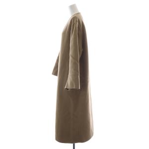 Plage ハミルトンコクーンコート ノーカラー アウター 前開きトッパー ロング丈 ウール 36 S 茶 ブラウン