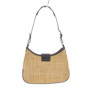 COACH ハンドバッグ ワンショルダー ストロー かごバッグ レザー ベージュ 黒 8159