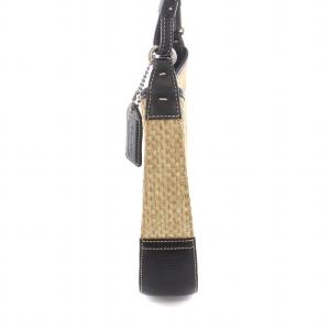 COACH ハンドバッグ ワンショルダー ストロー かごバッグ レザー ベージュ 黒 8159