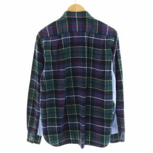 COMME des GARCONS HOMME AD2010 シャツ 長袖 チェック柄 切替 コットン S 緑 グリーン 青 ブルー 赤 レッド