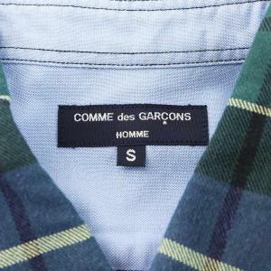 COMME des GARCONS HOMME AD2010 シャツ 長袖 チェック柄 切替 コットン S 緑 グリーン 青 ブルー 赤 レッド