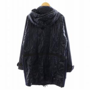 DIESEL BLACK GOLD 中綿コート ロング丈 フード 切替 アウター ナイロン ウール 48 M 紺 ネイビー 黒 ブラック