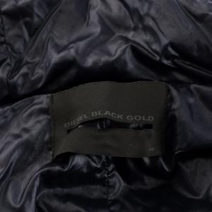 DIESEL BLACK GOLD 中綿コート ロング丈 フード 切替 アウター ナイロン ウール 48 M 紺 ネイビー 黒 ブラック