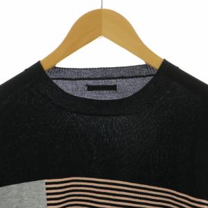 DIESEL BLACK GOLD ニット セーター カットソー 長袖 ボーダー 切替 クルーネック 黒 ブラック ピンク