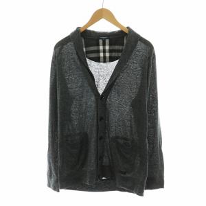 BURBERRY LONDON カーディガン ニット 薄手 ショールカラー L グレー