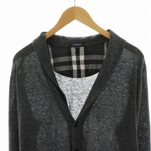 BURBERRY LONDON カーディガン ニット 薄手 ショールカラー L グレー
