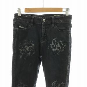 DIESEL Slandy デニムパンツ ジーンズ ジーパン ペイント加工 テーパード ジッパーフライ 27 M 黒 ブラック