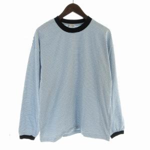 ミジンボーダーリンガーロングスリーブTシャツ カットソー 半袖 M 紺 ネイビー 青 ブルー