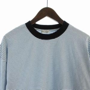 BEAUTY&YOUTH UNITED ARROWS ミジンボーダーリンガーロングスリーブTシャツ カットソー 半袖 M 紺 ネイビー 青 ブルー