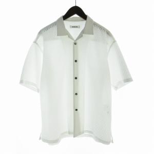 アイレット ラッセル オープンカラー シャツ カットワーク 半袖 M 白 ホワイト 8316-149-0417