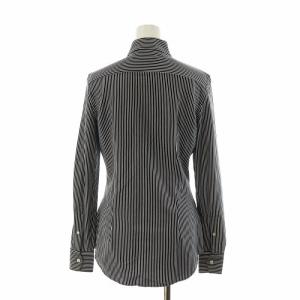 POLO RALPH LAUREN KNIT DRESS SHIRT シャツ ブラウス 長袖 ストレッチ ストライプ ポニー ロゴ刺繍 XS 黒 ブラック 白