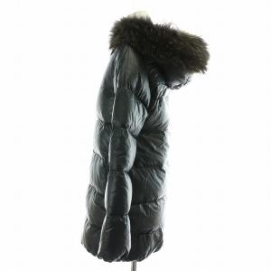 DUVETICA カッパ KAPPA ダウンコート ロング ジップアップ フード フィンラクーンファー 38 S 黒 ブラック
