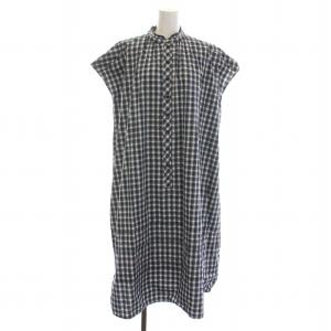 シャツ ワンピース ロング チェック 半袖 F 青 ブルー 緑 グリーン 白 /YM