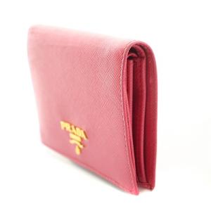 PRADA 二つ折り財布 ミニウォレット サフィアーノ レザー ロゴ ピンク /BB OH